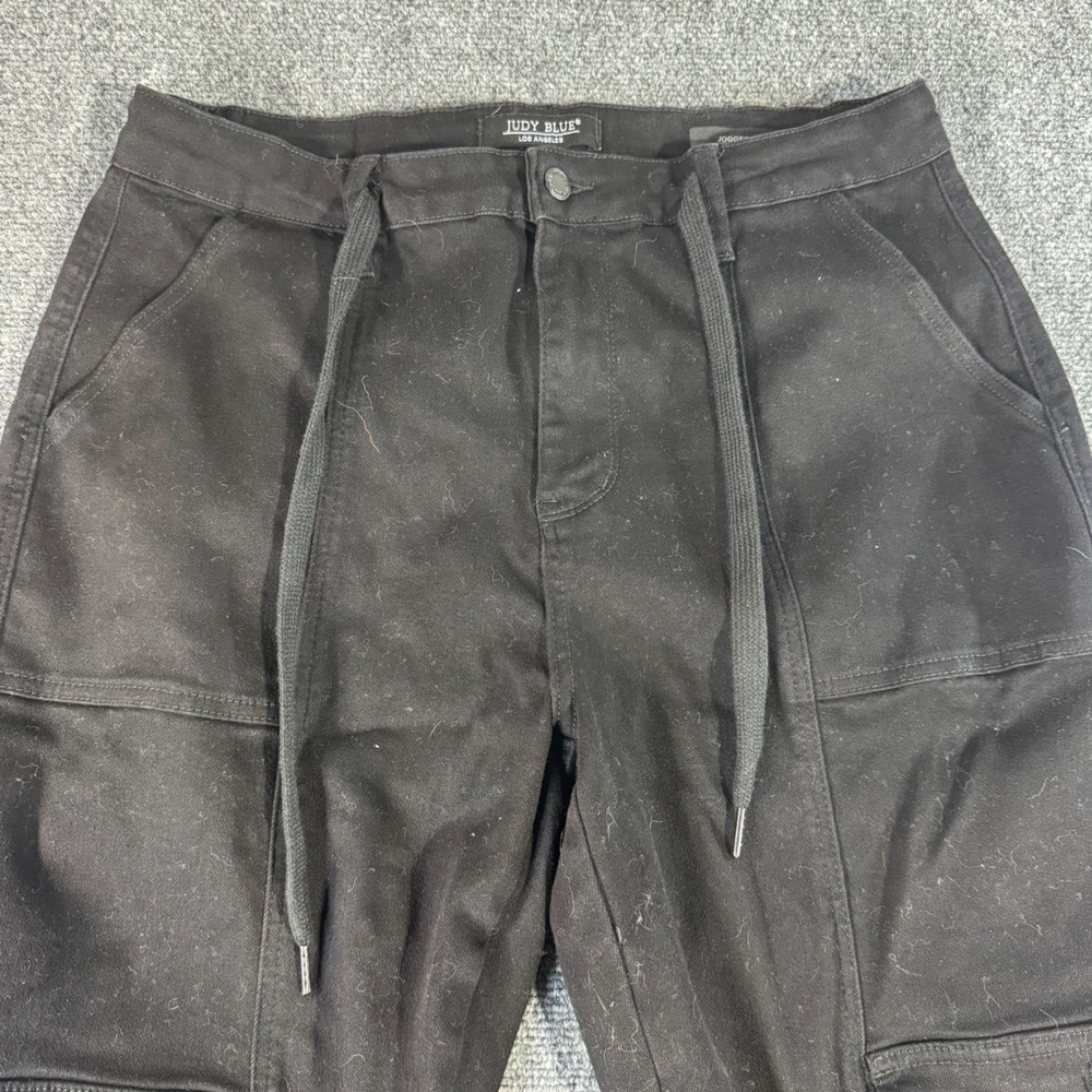 Judy Blue Black Cargo Jogger Pants High Rise Drawstring Slim Fit BK 15/32